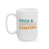 Dog & Coffee & Camping Coffee Mug, Perfect Gift for Camping Lovers, Dog Lover Mug, Coffee Enthusiast Mug, Outdoor Adventure Coffee Cup