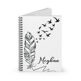 Personalized Feather & Birds Spiral Notebook, Notebook for Men/Women, Gift for Her/Him with Custom Name