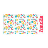 Personalized Tropical Beach Towel, Pineapple Watermelon Beach Towel, Monogrammed Gift for Girl, Spring Break Vacation Momento, Graduation Gift, Custom Pool Ocean Lake, Gifts for Brides and Bridesmaids