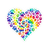 Colorful Heart Paw Print Sticker, Dog Lover Sticker, Cute Decal, Car Truck Decal, Heart Sticker, Laptop Decal, Tumbler Decal, Pet Sticker