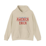 You can't spell AMERICA without ERICA Hoodie, Stranger Things Hoodie, Patriot Flag of The United States, 4th of July TV Series 80s Quote, Nerd Hooded Sweatshirt