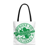 Prone To Shenanigans & Malarky Tote Bag, Malarky Tote Bag, Shamrock Tote Bag, St Patty's Day Drinking Bag, Canvas Tote Bag, Irish Gift, St Patrick Day Gift