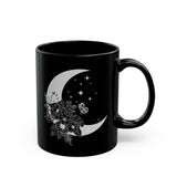 Floral Moon Coffee Mug, Moon Mug, Mystical Moon, Moon Phases Coffee Mug, Moon Boho Mug, Astronomy Mug