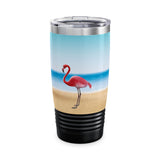 Flamingo Beach Ringneck Tumbler, 20oz Tumbler, Mother's Day gifts, Stainless Steel Water Tumblers, Flamingo Tumbler, Bridal Tumblers, Birthday Tumblers