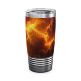 Fiery Lightning Sky Ringneck Tumbler, 20oz Electrifying Lightning Bolt Print Tumbler