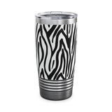 Zebra Print Ringneck Tumbler, Stylish Black and White Animal Pattern, 20oz Insulated Cup, Iced Coffee Tumbler, Hot or Cold Beverages