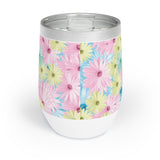 Daisy Floral Pattern Chill Wine Tumbler, Flower Print Wine Tumbler, Wildflowers Design Tumbler, Colorful Flower Drinkware