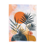 Tropical Leaves and Orange Circle Print Velveteen Plush Blanket, Palm Leaf Summer Throw Blanket, Summer Bedroom Decor, Tropical gift blanket