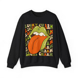Lucky Charm Lips and Tongue Sweatshirt, Shamrock Sweatshirt, St Patricks Day Sweatshirt, Lucky Shirt, St Patty's Good Luck Sweater
