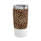Leopard Print Tumbler, Cheetah Print, Large Insulated Water bottle, White Steel Black Drinkware, Gifts for Her, Travel Tumbler Gifts