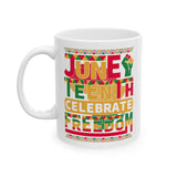 Juneteenth Celebrate Freedom Mug, Juneteenth Coffee Mug, Ceramic C-handle, Drinkware Gift 11oz and 15oz, BPA free