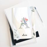 Personalize Journal, Custom Notebook Floral Monogram & Name Diary, Gift for Mom Women University Students College Girls Teachers, Lined or Unlined