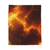 Orange Thunderstorm Blanket, Velveteen Plush Blanket, Fiery Lightning Sky Blanket, Storm Blanket, Weather Blanket, Birthday Gift Blanket