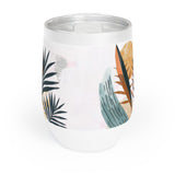 Tropical Leaves and Orange Circle Print Wine Tumbler, Palm Leaf Summer Tumbler, Summer Vibes Tumbler, Tropical Palm Leaves Tumbler