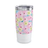 Daisy Flower Print Ringneck Tumbler, Cute Flower Tumbler, 20 oz Floral tumbler, Tumbler with lid