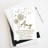 Personalized Dandelion Journal, Personalised Notebook, Choice of Design, Laser Engraved, Anniversary, Thank You, Journaling Gift, Lined or Unlined