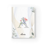 Personalize Journal, Custom Notebook Floral Monogram & Name Diary, Gift for Mom Women University Students College Girls Teachers, Lined or Unlined