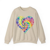 Colorful Paws Sweatshirt, Paw Heart Sweatshirt, Dog Mama Sweatshirt, Dog Lover Sweatshirt, Dog Paw Love Sweater, Animal Lover Sweatshirt