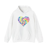 Paw Print Heart Hoodie, Colorful Paw Heart Hoodie, Dog Lover Sweatshirt, Dog Heart Hoodie, Paw Love Hoodie, Paw Print Hoodie