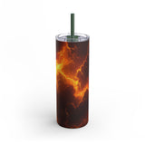 Orange Lightning Skinny Matte Tumbler, 20oz Electrifying Lightning Bolt Print Tumbler, Electricity, Stormy Weather