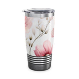 Pink Daisy Ringneck Tumbler, Pink Flower Tumbler, 20oz Wildflower Tumbler, Iced Coffee Cup, Retro Flower Iced Coffee Cup, Beer Can Tumbler