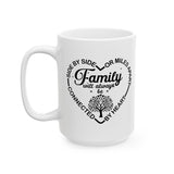 Side by side or miles apart family will always be connected by heart coffee mug- MUG 11oz,15oz, Personalized Bulk Pack Perfect for Tea, Espresso, Cappuccino, Hot Cocoa