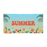 Retro Style Custom Name Beach Towel, Personalised Crab Beach Towel, Custom Pool Towel, Outside Birthday Vacation Gift, Honeymoon gift