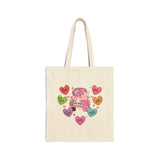 Conversation Hearts Tote Bag, Candy Hearts Tote Bag, Conversation Hearts Car Tote Bag, Heart Tote Bag, Cute Tote Bag, Valentines Tote, Canvas Tote