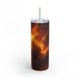 Orange Lightning Skinny Matte Tumbler, 20oz Electrifying Lightning Bolt Print Tumbler, Electricity, Stormy Weather