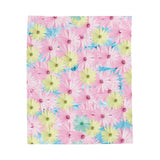 Velveteen Plush Blanket with Daisy Flowers Design in Pinks, Cozy flower blanket, Birthday Gift for Mom Sister Friends Her, Cozy daisy blanket for gift