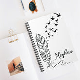 Personalized Feather & Birds Spiral Notebook, Notebook for Men/Women, Gift for Her/Him with Custom Name