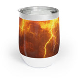 Fiery Lightning Sky Chill Wine Tumbler, 12oz Electrifying Lightning Bolt Print Tumbler