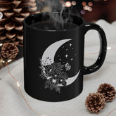 Floral Moon Coffee Mug, Moon Mug, Mystical Moon, Moon Phases Coffee Mug, Moon Boho Mug, Astronomy Mug