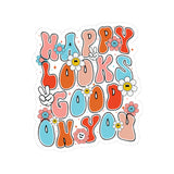 Happy Looks Good On You Stickers, Cheerful Floral Vibe, Perfect for Personalizing Laptops, Water Bottles, and Gifts