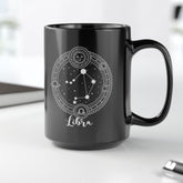 Libra Zodiac Black Ceramic Mug, Astrology Birthday Gift, Cancer Zodiac Mug, Libra Sign Constellation Mug, Coffee Mug, Tea Mug, Horoscope Gift