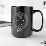 Libra Zodiac Black Ceramic Mug, Astrology Birthday Gift, Cancer Zodiac Mug, Libra Sign Constellation Mug, Coffee Mug, Tea Mug, Horoscope Gift