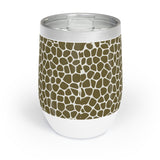 Giraffe Print in Olive Green Chill Wine Tumbler, Beautiful Printed Wine Tumbler