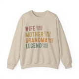 Personalized Mom Grandma Sweatshirt, Wife Mother Grandma Legend, Mother's Day Sweat, Grandmother Custom Dates, Funny Mom Birthday Gift for Mom
