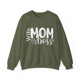 Wife Mom Boss Sweatshirt, Gift for Wife, Gift for Mom, Gift for Boss, Unisex Sweatshirt, Mothers Day Gift, New Mom Gift, gıft for her