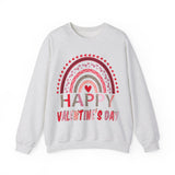 Happy Valentine's Day Sweatshirt, Perfect Gift with Leopard Print Rainbow and Valentine's Day Design Shirt, Gift For Her Him, Cute Valentine Sweatshirt