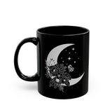 Floral Moon Coffee Mug, Moon Mug, Mystical Moon, Moon Phases Coffee Mug, Moon Boho Mug, Astronomy Mug