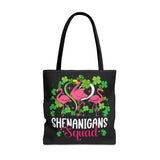 Shenanigan Squad Irish Flamingo Tote Bag, St Patricks Day Bird Animal Bag, Shamrock Shoulder Bag, Flamingo Lover Gift, Flamingo Gifts