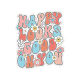 Happy Looks Good On You Stickers, Cheerful Floral Vibe, Perfect for Personalizing Laptops, Water Bottles, and Gifts