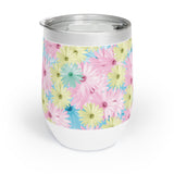 Daisy Floral Pattern Chill Wine Tumbler, Flower Print Wine Tumbler, Wildflowers Design Tumbler, Colorful Flower Drinkware