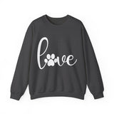 Paw Print Love Sweatshirt, Dog Lover, Dog Mom Sweater, Paw Heart Shirt, Pet Lover Shirt, Animal Lover Sweatshirt, Paw Love Shirt