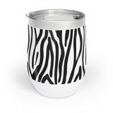 Zebra animal print mug Chill Wine Tumbler, Stylish Black and White Animal Pattern Tumbler