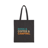 Dogs Coffee Camping Tote Bag, Coffee Lovers Camping, Funny Dog and Coffee Lover Gift Tote Bag, Camping Tote Bag