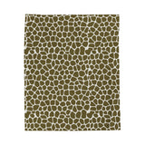 Giraffe Print in Olive Green Velveteen Plush Blanket, Crushed Velvet Blanket