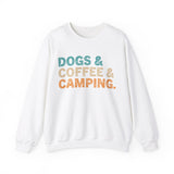 Dogs Coffee Camping Crewneck Sweatshirt, Unisex Sweatshirt for Dog Lovers, Perfect for Camping Trips, Gift for Pet Owners, Adventure Shirt, Outdoors Sweater, Coffee Lover Sweatshirt