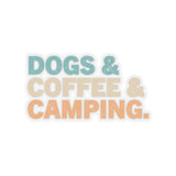 Dogs & Coffee & Camping Stickers, Dog Sticker, Camping Sticker, Vinyl Sticker, Adventure Sticker, Water Bottle, Waterproof Sticker
